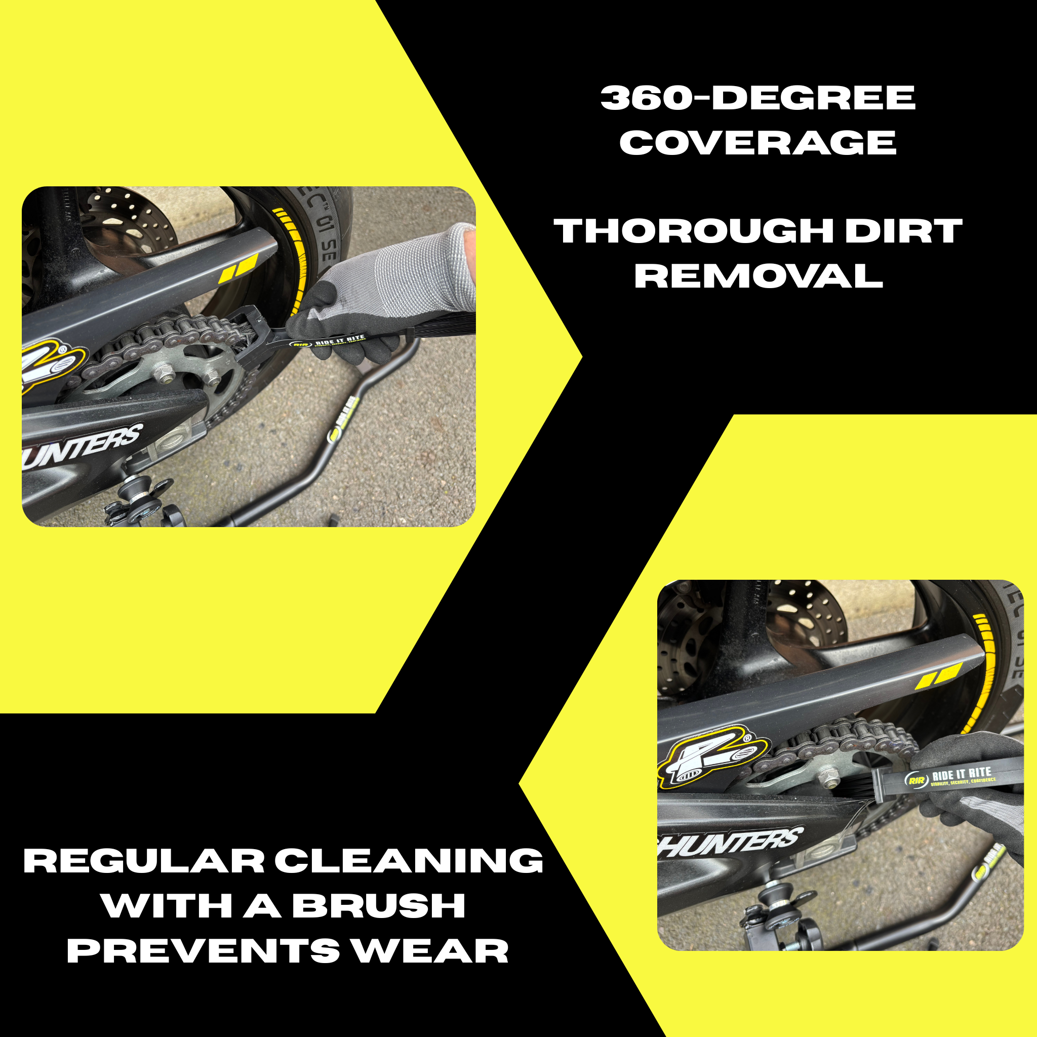 Motorcycle Chain Brush - Bike Cleaning Brush, Motorbike Cleaning Brush, Black