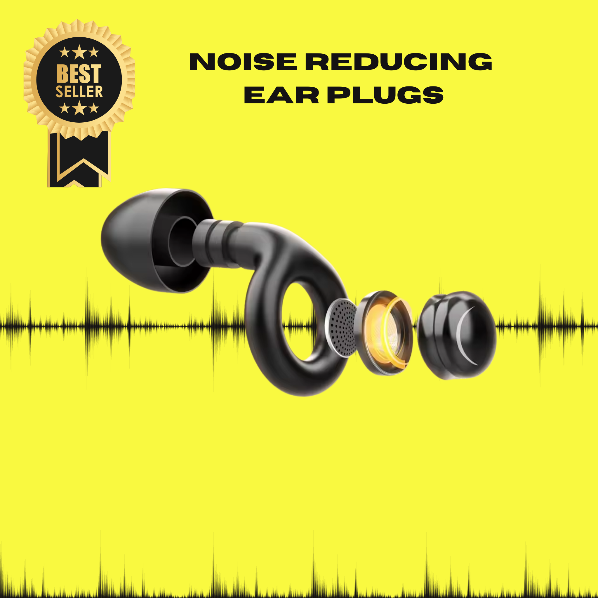 Ride It Rite Noise reducing ear plugs with a yellow background and 'Best Seller' badge.