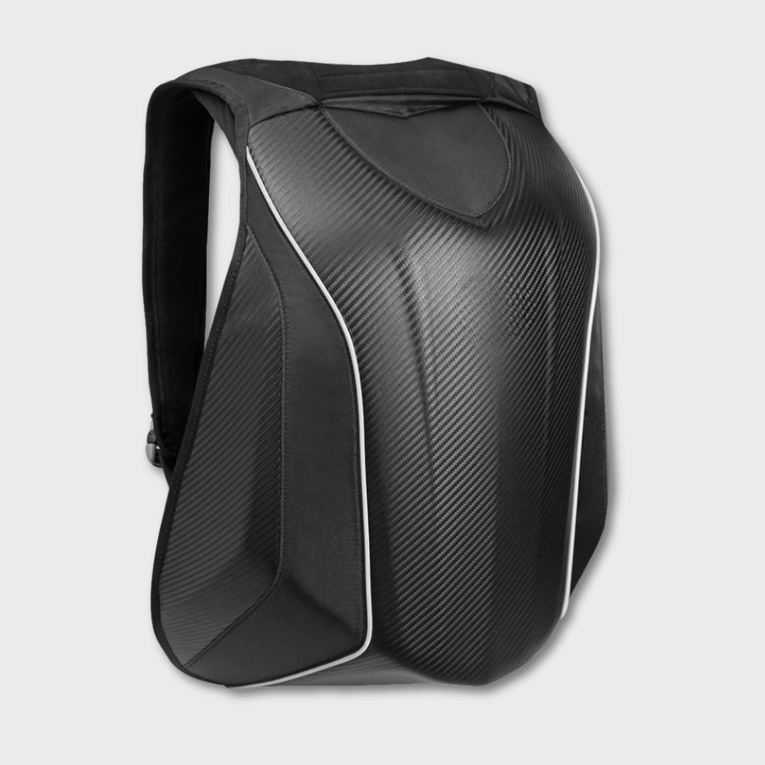 30-48L Carbon Fibre Effect Hard Shell Motorcycle Backpack (Full Face Helmet)