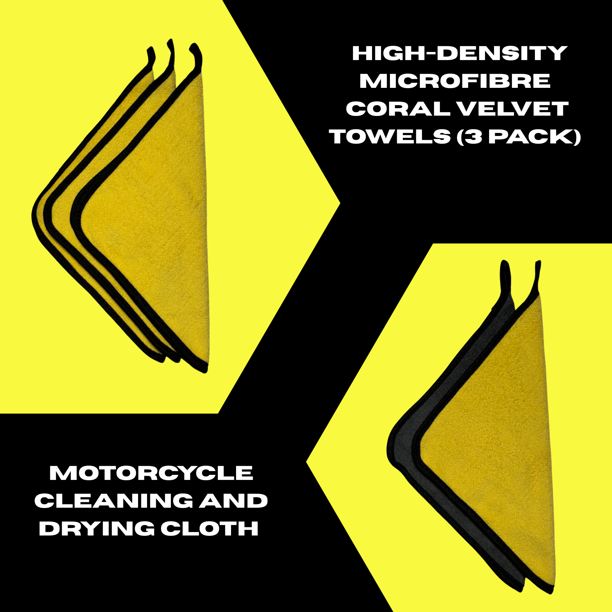 Motorcycle High-density Coral Velvet Towels 3 Pack Microfiber Towel Motorcycle Cleaning and Drying Cloth Wash Towel