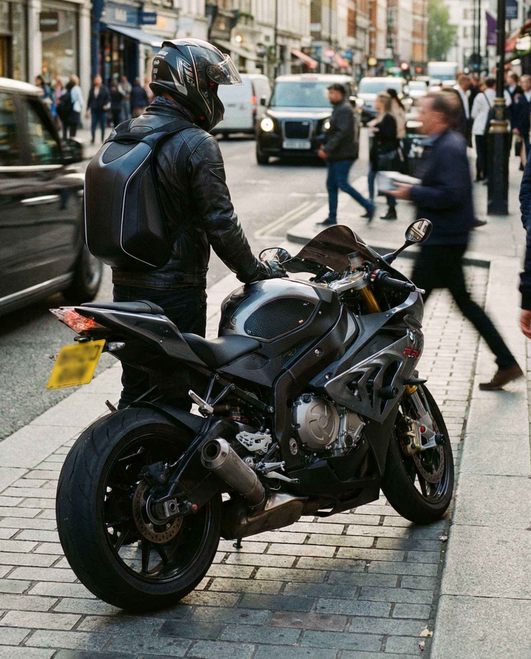 Carbon Fibre Effect Hard Shell Motorcycle Backpack