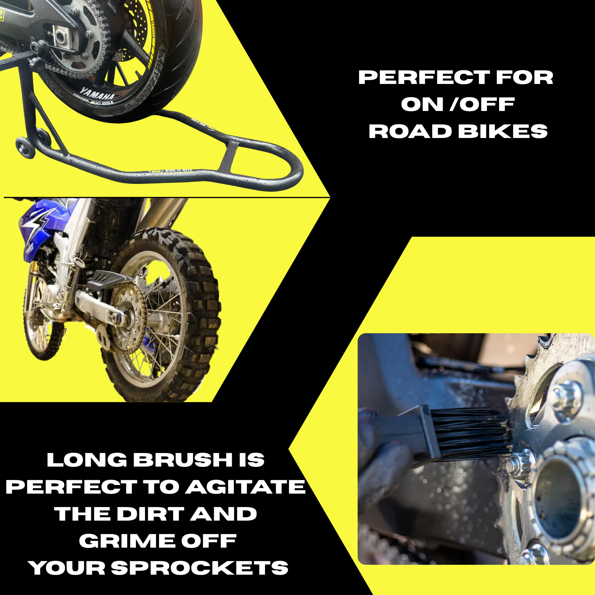 Motorcycle Chain Brush - Bike Cleaning Brush, Motorbike Cleaning Brush, Black
