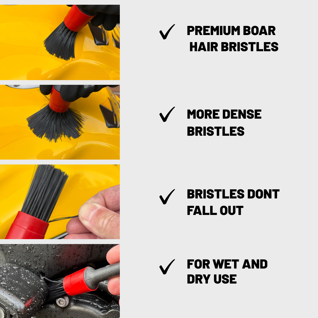 Motorcycle, 5 Pieces Detailing Brush Set,  For Cleaning Wheels, Engine and Frame Area