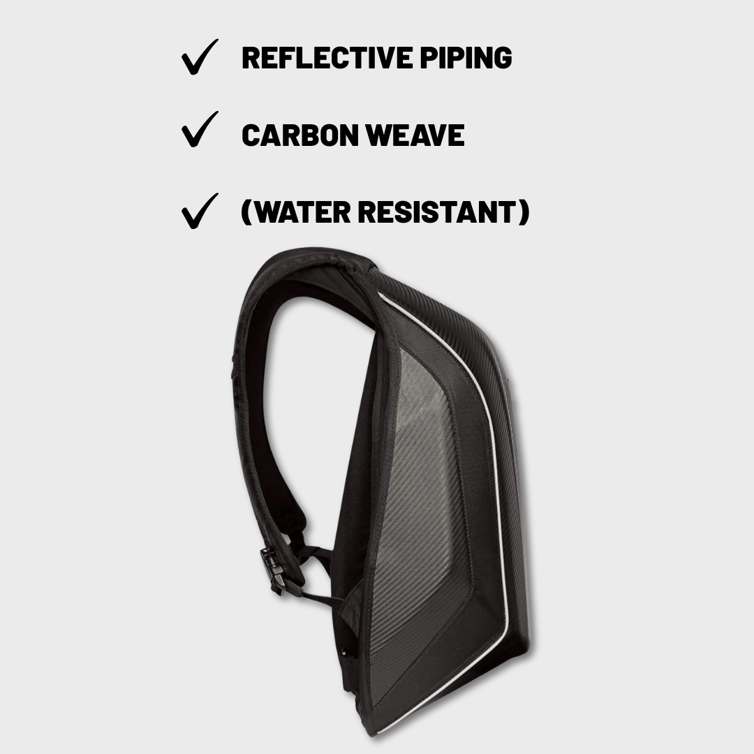 30-48L Carbon Fibre Effect Hard Shell Motorcycle Backpack (Full Face Helmet)