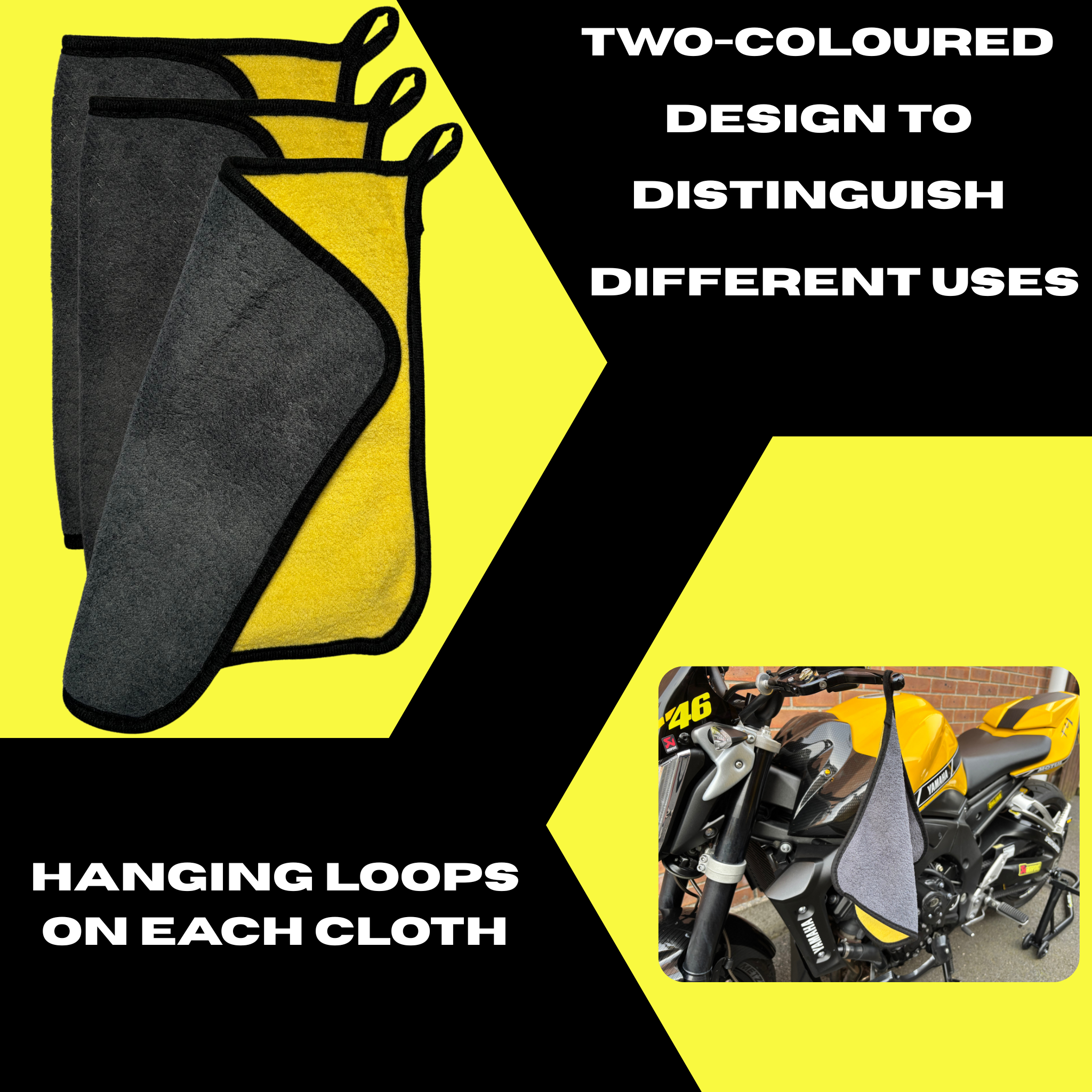 Motorcycle High-density Coral Velvet Towels 3 Pack Microfiber Towel Motorcycle Cleaning and Drying Cloth Wash Towel